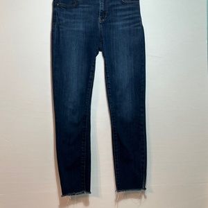 Sam Edelman Crop Jeans Sz 27 The Kitten Midrise Skinny Jean Zip Fly Raw Hem